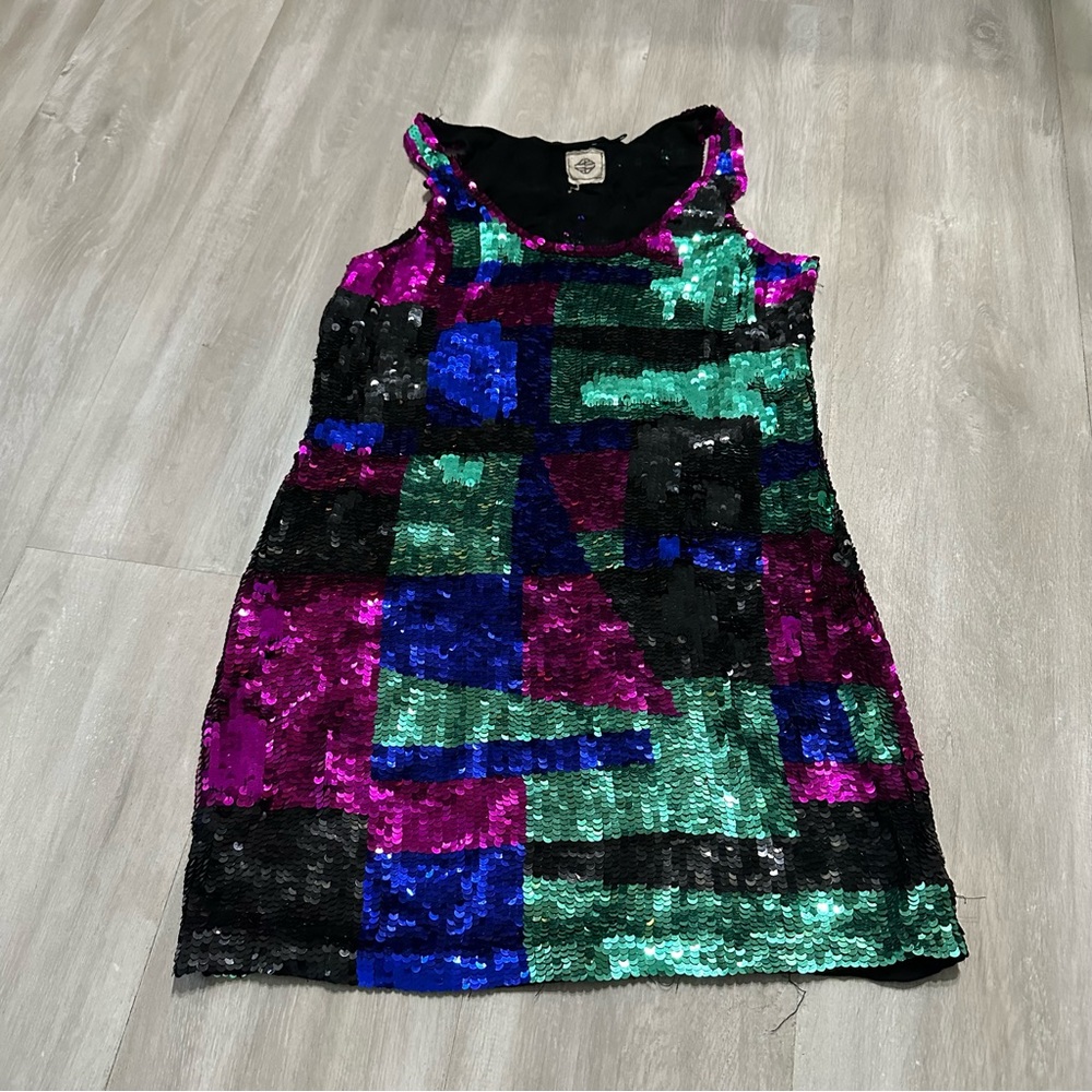 Anthropologie Antik Batik Multicolor Sequin Dress Sz XS